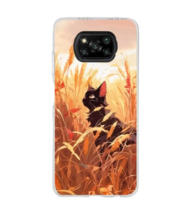 Poco X3 Pro / X3 NFC Uyumlu Doğa ve Kedi Tasarımlı Şeffaf Telefon Kılıfı