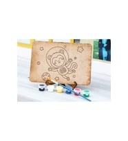 Astronot Kedi Ahşap Boyama Seti – 6'lı Akrilik Boya ile (13x19 cm)