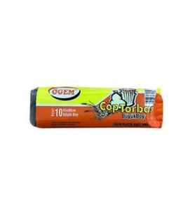 Büyük Boy Çöp Torbası 65 x 80 cm 10 Lu Rulo x 1 Paket = 10 Adet (Siyah)
