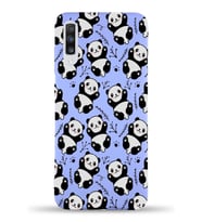 Samsung Galaxy A70 Uyumlu Lansman Kılıf Panda Tasarımlı İçi Kadife Kapak-Lila (Şeffaf)