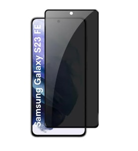 Samsung Galaxy S23 FE Uyumlu Tam Kaplayan Hayalet Cam Siyah Karartma Ekran Koruyucu Cam Anti-Static