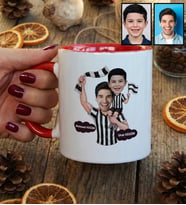 Kişiye Özel Karikatürlü Siyah Beyaz Taraftar Baba Oğul Kupa Bardak Babalar Günü Hediyesi