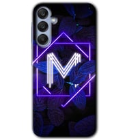 Galaxy A55 Kılıf HD Desen Baskılı Kılıf - Dark Neon Yaprak M Harfi