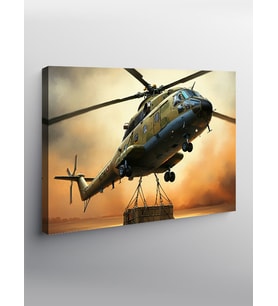 Kanvas Tablo Gün Batımında Askeri Helikopter