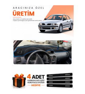 MITSUBISHI CARISMA BÜYÜK EKRAN (1997-2003) Uyumlu Torpido Koruma Örtüsü Oto Kılıfı - Siyah Mavi