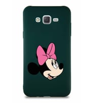 Samsung Galaxy J7 Soft Premier Kapak Minnie Mouse-A Tasarımlı Silikon Kılıf - Yeşil (Şeffaf)