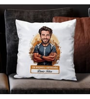 Kişiye Özel Hediye Karikatürlü En Başarılı Erkek Antrenör Yastık