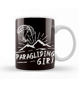 Paragliding Girl Paraglider Parachute Skydiving Flying Pilot Kupa Bardak Porselen