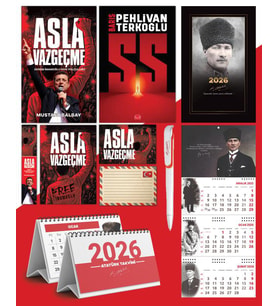 Asla Vazgeçme - Ayraç - Kartpostal - Poster - SS -  2026 Ajanda Komutan - Gazi Duvar Takvimi - Masa Takvimi