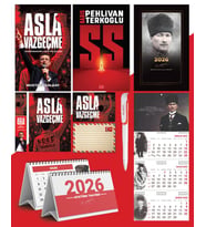 Asla Vazgeçme - Ayraç - Kartpostal - Poster - SS -  2026 Ajanda Komutan - Gazi Duvar Takvimi - Masa Takvimi