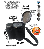 Sevbags Termal Sefertası Sırt Çantası Suluk ve Çatal Kaşık Cepli