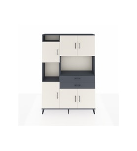 Arges Dolap 8 Raflı 2 Çekmeceli 6 Kapaklı 132x30x195 Antrasit-Aytaşı/Antrasit