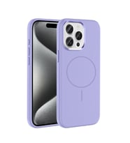 Apple iPhone 15 Pro Max Uyumlu Kılıf M-Safe Şarj Özellikli Metal Kamera Çerçeveli Zore Edi Silikon Kapak (Lila)