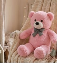 Papyonlu Peluş Ayıcık Hediyelik (Pembe)