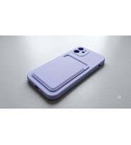 iPhone 12 Kartlıklı PU Deri Silikon Kılıf (Lila)