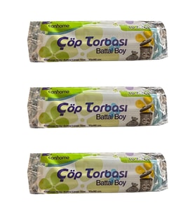 Canhome Mavi Büyük Boy Battal 75x90 Cm. 30 Litre Çöp Torbası Poşeti - 10 Adetlik 3 Rulo