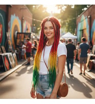 Afrika Örgüsü Ve Rasta İçin Sen Ombreli / Tcu / Sarı / Yeşil