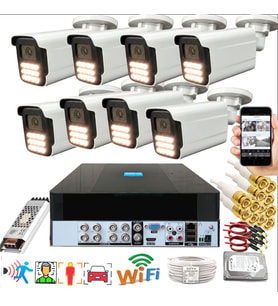8 li Araç İnsan Yüz Tanımalı Hareket Algılayan 5 MP Lens 15 Warm Led Gece Renkli Kamera Seti 5915W-PLS