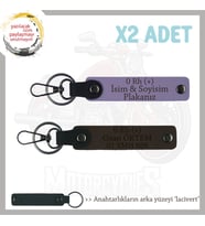 Yolların Sürücülerine İsim Plaka ve 0 Rh (+) Kan Grubu Yazılı 2'li Anahtarlık Hediye, Mor-Beyaz-Laci (Çok Renkli)