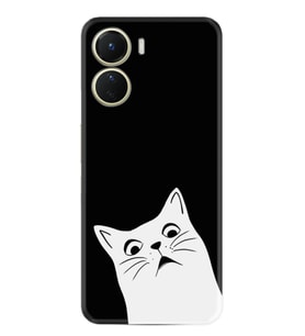 Vivo Y16 Kılıf Resimli Desenli Silikon Platinium Series Şaşkın Kedi 1900