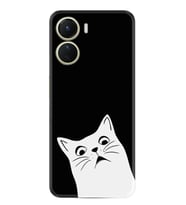 Vivo Y16 Kılıf Resimli Desenli Silikon Platinium Series Şaşkın Kedi 1900