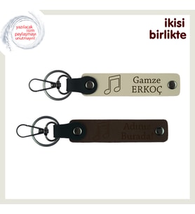 Her Gün Hatırlanacak Melodi, Nota Temalı Deri Anahtarlık Takımı, Sütlü Kahve-Koyu Kahve