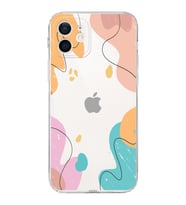 Apple iPhone 12 Mini Uyumlu Kamera Korumalı Tıpalı Kapak Karışık Renkler Tasarımlı Şeffaf Kılıf