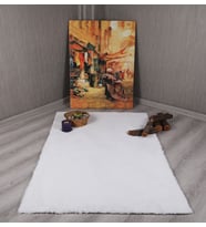Dekoratif Tavşan Tüyü Ultra Yumuşak Peluş Kaymaz Halı Yolluk