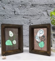 Bk Gift Dekoratif 2'li Doğal Masif Ahşap Çerçeve 15x20cm-79 (Beyaz)