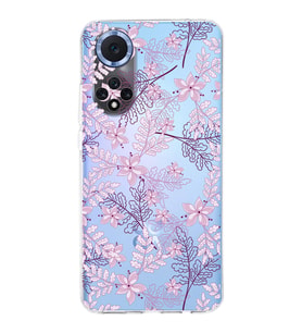 PrintiFy Huawei Nova 9 Uyumlu Kamera Korumalı Floral Pudra Tasarımlı Şeffaf Silikon Kılıf