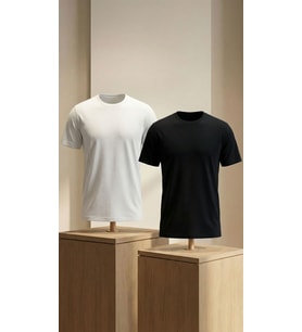 Premium %100 Organik Pamuk 2'li Beyaz-Siyah Basic Slimfit Erkek Tişört