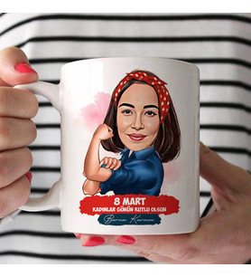 Kişiye Özel Kadınların Gücü Karikatürlü Kupa Bardak