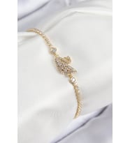 Pirinç Zirkon Taşlı Kuğu Model Gold Renk Kadın Bileklik - TJ-BB7691