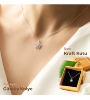 925 Ayar Gümüş Kraft Kutuda Beyaz Çiçekli Gümüş Kolye Kadın Minimal