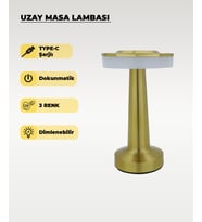 Gold Uzay Masa Lambası - Dokunmatik - 3 Renk Işık