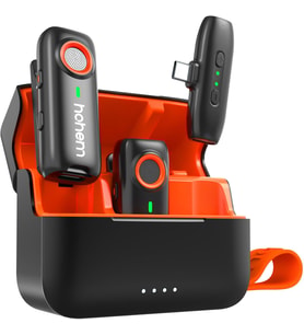 Kablosuz Yaka Mikrofonu, Anında Eşleştirme, DSP Gürültü Engelleme, 20 Saat Pil Ömrü, PC Android Kamera Gimbal için Mini Mikrofon, Video Kaydı/Röportaj, 2 TX+1 RX+Şarj Kutusu