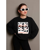 Unisex Irides Serenity Baskılı Tasarım Oversize Sweatshirt (Siyah)