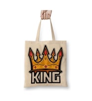 King Taç Beyaz Bez Çanta Uzun Saplı Alışveriş Çantası Plaj Çantası