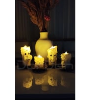 DorDen3D Eğlenceli Dekoratif Yılbaşı 4'lü Tealight Mumluk Beyaz