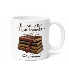Kitap Kurdu Edebiyat Tutkunu Baskılı Porselen Kupa Bardak Kitapsever Hediye