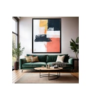 Soyut Ahşap Çerçeveli MDF Tablo Renkli Fırça Darbeleri Modern Salon Tablosu Dekorasyon Duvar Tablosu (Siyah)