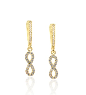 Sonsuzluk Model Zirkon Taşlı Gold Kaplama Bayan Gümüş Küpe 201022740