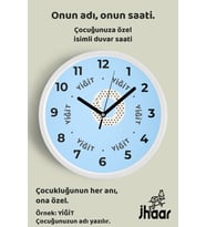 İsme Özel O Harfi Çocuk Odası Duvar Saati Orta Boy 30 cm Beyaz Camlı Sessiz