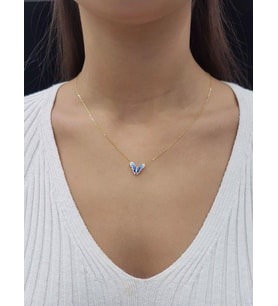 Kelebek Minimal 18K Altın Kaplama Kolye (Karışık)