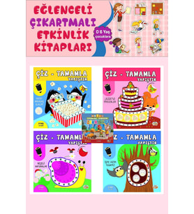 2 Yaş ve Üzeri Çiz Tamamla Yapıştır Seti (4 Kitap)