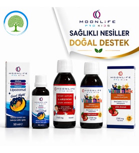 MooLife Pro Kids Good Night 50 ml & MoonLife L-Arginine Çilek Aromalı İştah Şurubu 150 ml & Moonlife