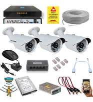 3 Kameralı Set - 5 Mp 1940P Sensör 6 Megapiksel Sony Lens Metal Kasa Ip Güvenlik Kamerası Seti 748ip-3