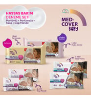 MED-COVER Baby Pişik Önleyici Bakım Mendil Seti – Parfümlü 50'li  + Parfümsüz 50'li + 2 Kese + 2 Cep Boy