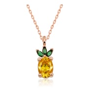 Gümüş Rose Ananas Figür Meyve Kolye
