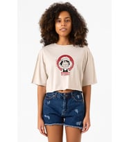 One Piece Anime Monkey D Luffy Bej Kadın Crop Tshirt